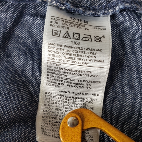 Old Navy Ruffle Butt Bibb Overall Denim Skirtals Gorp Farm Hippie 12-18 Months - Picture 3 of 4